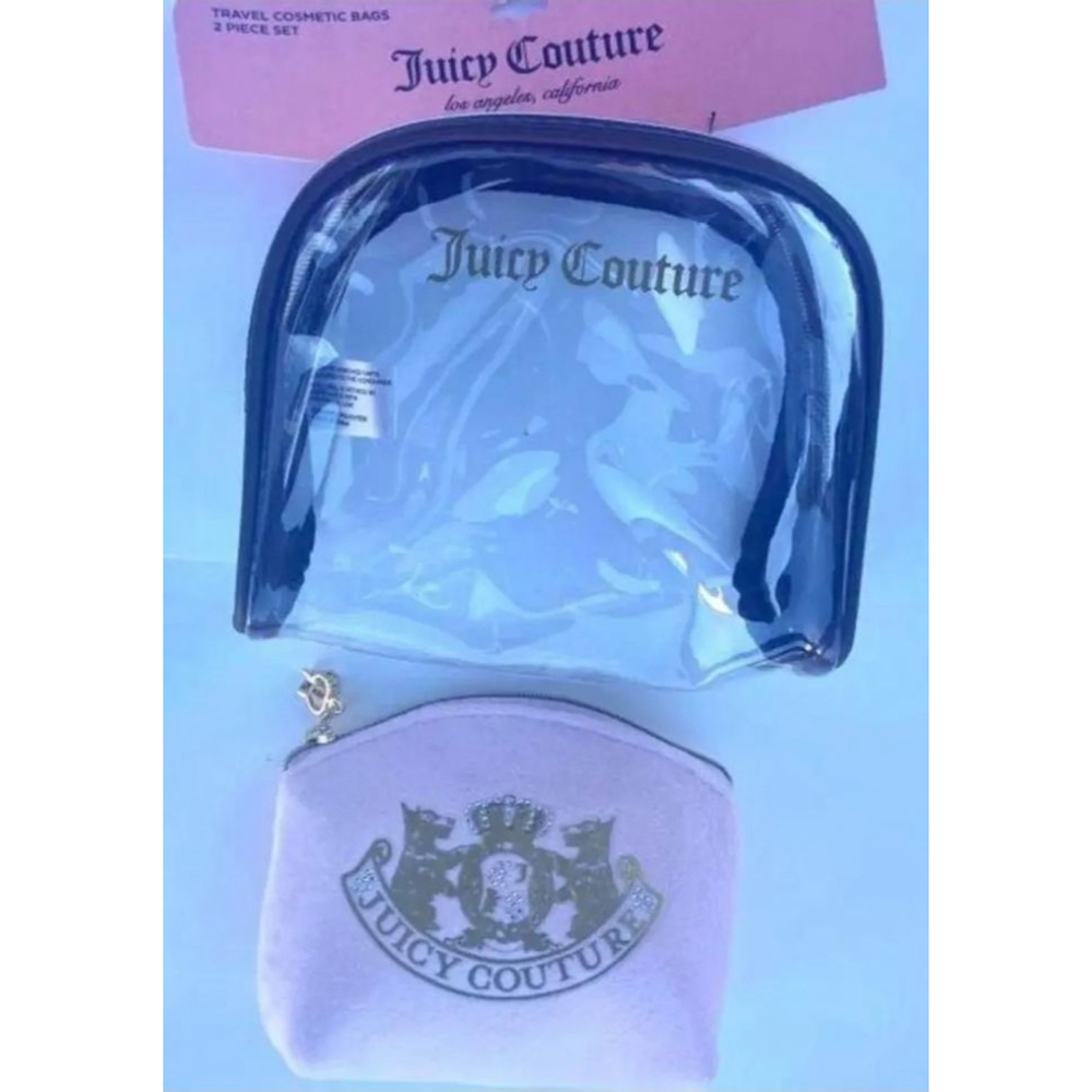 Juicy Couture Cosmetic Bags 2-Piece Set Pink/Clear - Picture 3 of 8